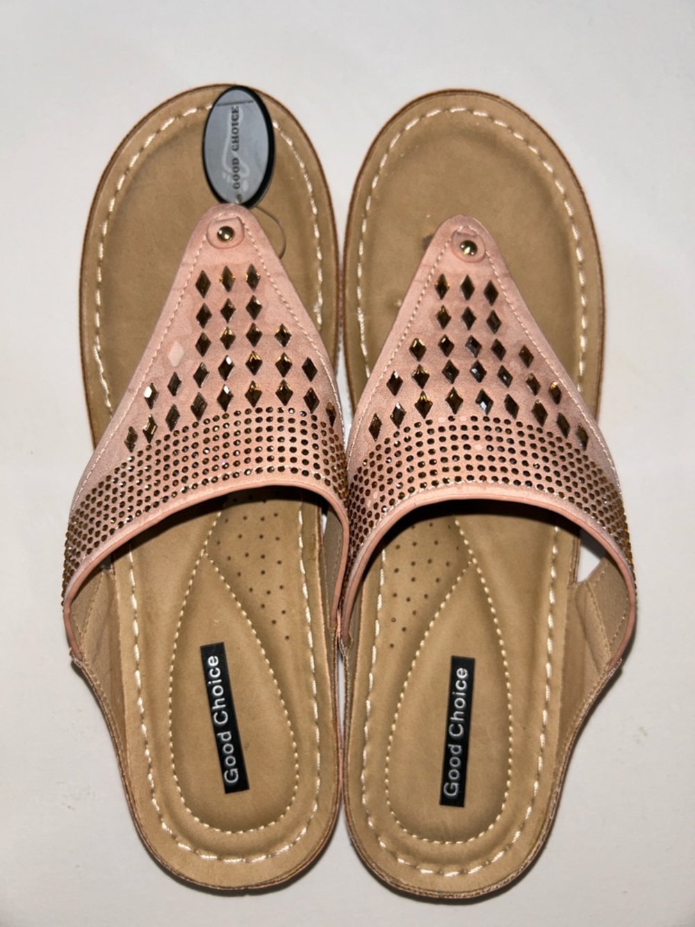NIB Good Choice Kiara Women's Blush Jeweled Thong Sandals